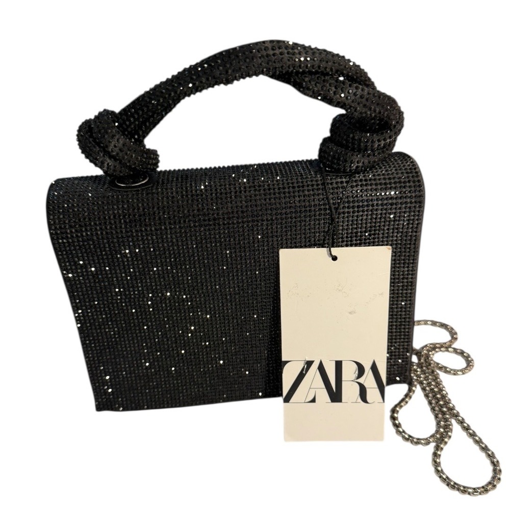 Zara Black Rhinestone Clutch